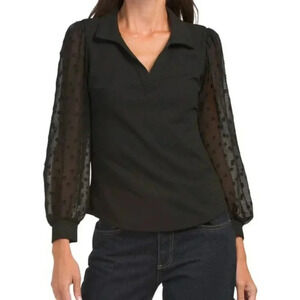 Absolutely Famous Black V-Neck Puff Sleeve Blouse